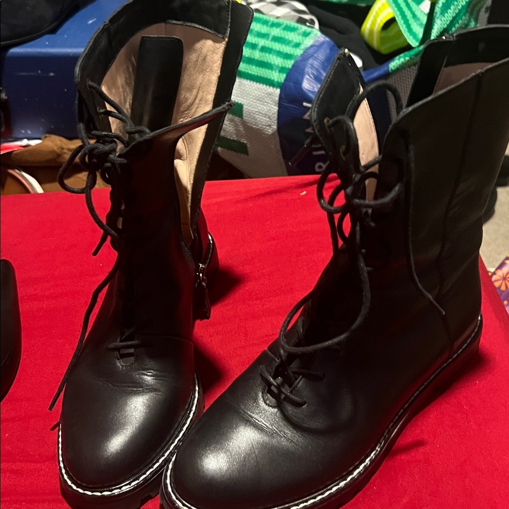 J. Crew Black Lace-Up Boots